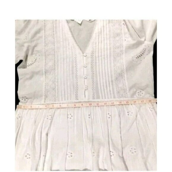 Zara The Mariah Dress Sz M White Eyelet Embroidered Fairy Peasant 5598 050 - Picture 8 of 10